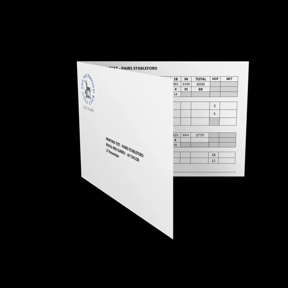 Printed golf scorecard.