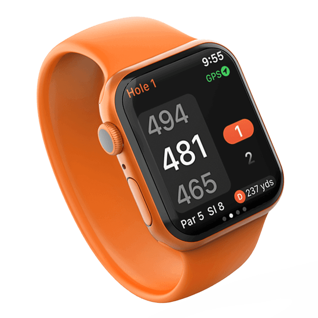 Apple smart watch - golf wearable in VPAR orange.